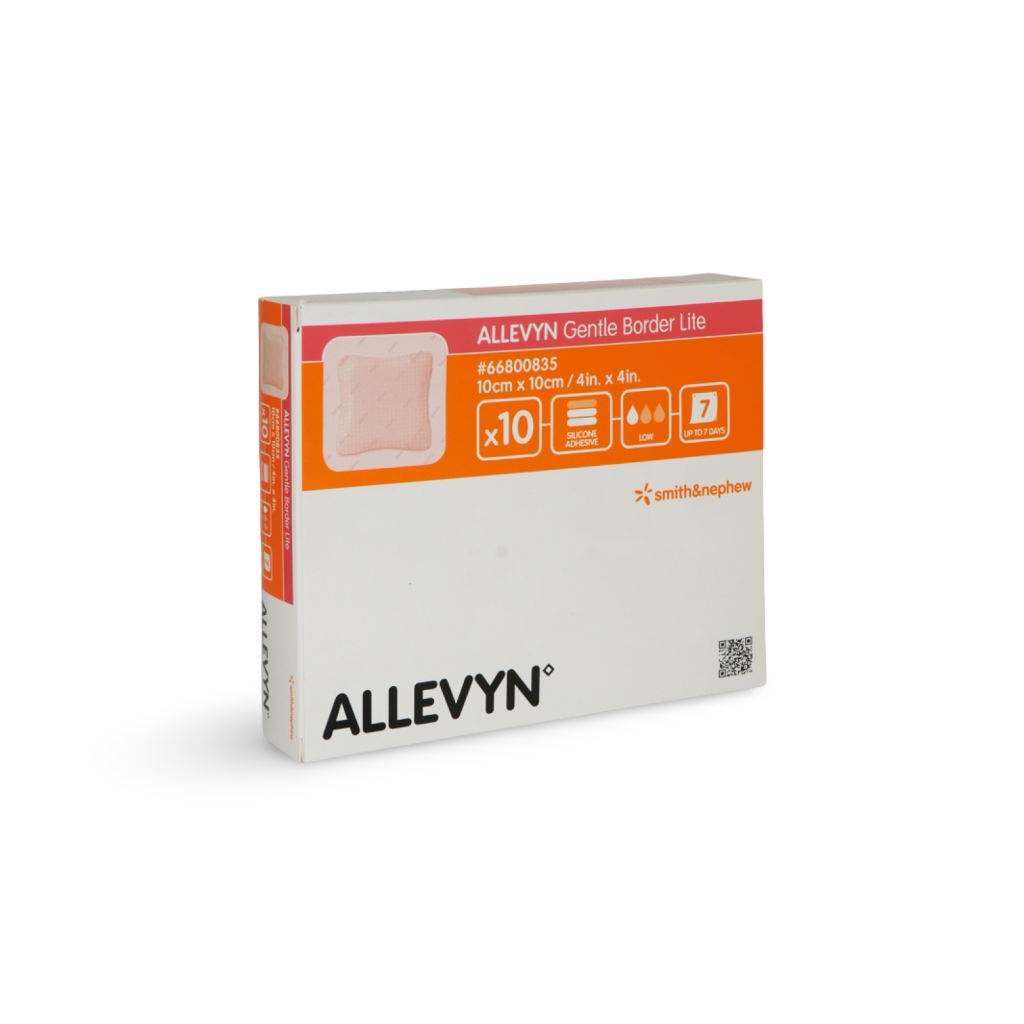 ALLEVYN Gentle Border Lite 10x10 см – пластыри с серебром для заживления ран 